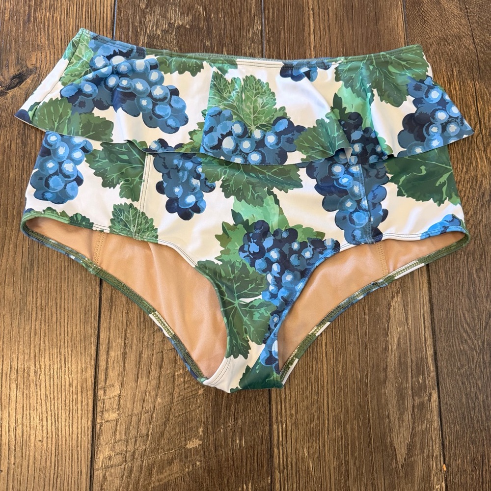 Kortni Jeane Mid -Waisted‎ Grape Swim Bottoms Size Medium